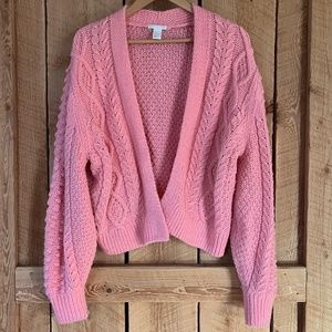 H&M Chunky Knit Oversized Pink Cozy Cardigan!
